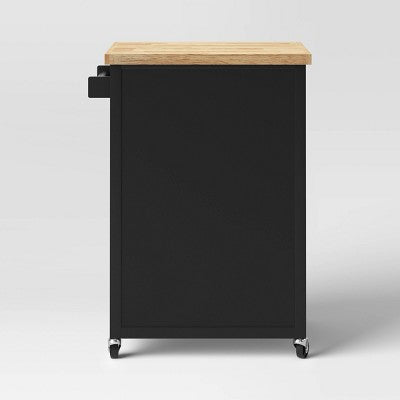 Windham Wood Top Kitchen Cart - Black - Threshold (Assembly required) (LOCAL PICKUP ONLY)