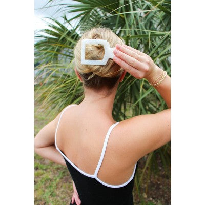 TELETIES Medium Flat Square Hair Clip - Coconut White