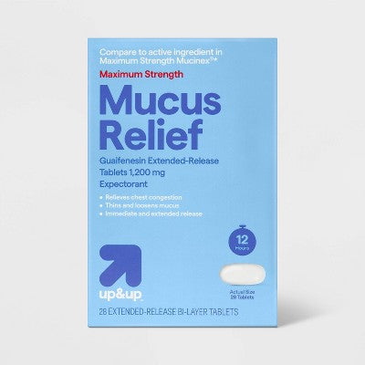 Maximum Strength Mucus Relief Tablets - 28ct - up&up: Contains Guaifenesin, Gluten-Free