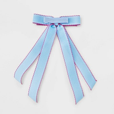 Girls' 3pk Scallop Ribbon Bow Set - Cat & Jack Pink/White/Blue: Hair Styling Clips, Recycled Polyester, Solid Pattern