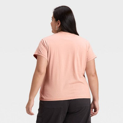 Women's Short Sleeve Crewneck T-Shirt - Universal Thread Pink 3X