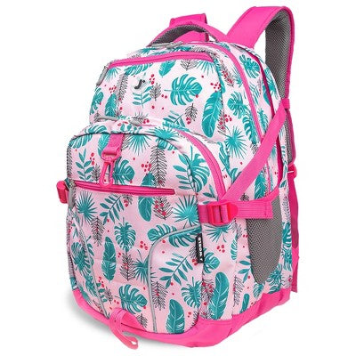 J World Atom Multi-Compartment Laptop 18.5" Backpack - Palm Leaves