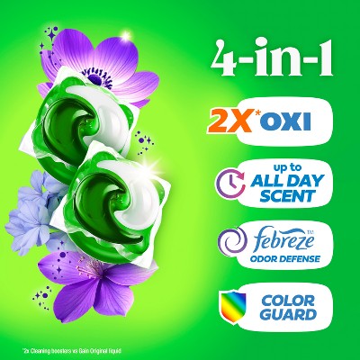 Gain Flings Moonlight Breeze Laundry Detergents - 31ct: Resealable Bag, Odor Control, Concentrated, Paraben-Free