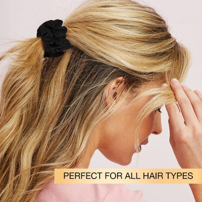 scunci No Damage Textured Scrunchies - Black - All Hair - 10pcs