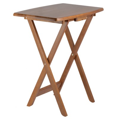 5pc Dylan Oversize Snack Table Set Teak Brown - Winsome: Solid Wood, X-frame, Storage Stand (LOCAL PICKUP ONLY)