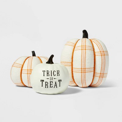 Harvest Plaid Pumpkin Large Orange and Cream - Hyde & EEK! Boutique