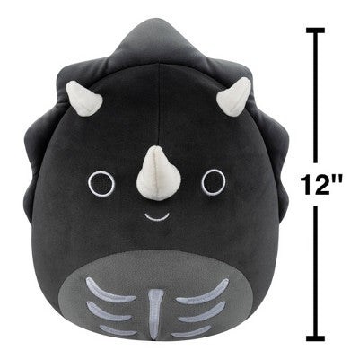 Squishmallows 12" Black Skeleton Triceratops Medium Plush