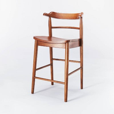 Kaysville Curved Back Wood Counter Height Barstool Walnut: Rubberwood Frame, 250lb Capacity - Threshold designed with Studio McGee (LOCAL PICKUP ONLY)