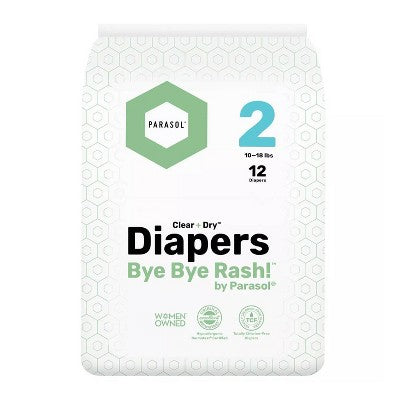 Parasol Clear+Dry Natural Disposable Diapers - Size 2 - 12ct