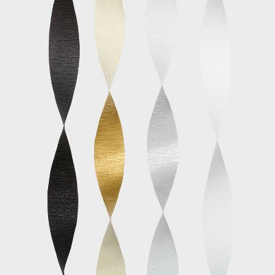 4ct New Year's Eve Crepe Streamers Black/Gold/Silver/White - Spritz