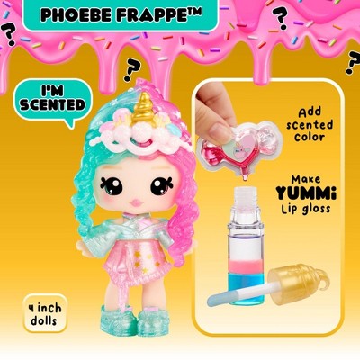 Yummiland Lip Gloss Doll: Mystery Color Change - Phoebe Frappe Includes DIY Lip Gloss + Removable Keychain