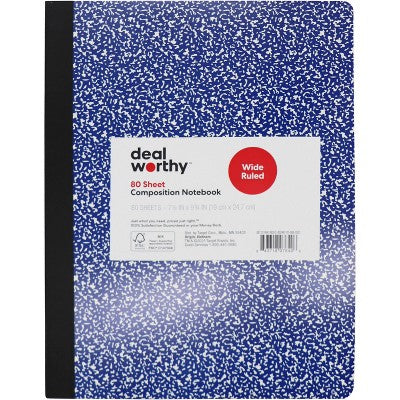 Composition Book Wide Ruled Blue - Dealworthy