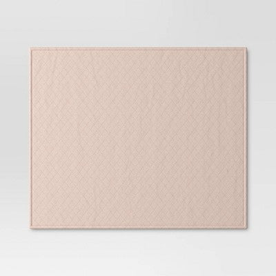 Quilted Jersey Throw Blanket with Faux Shearling Reverse Heathered Pink - Room Essentials