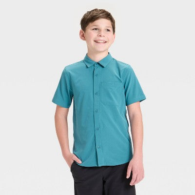Boys' Adventure Shirt - All In Motion Heather Teal Blue M