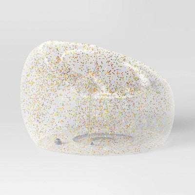 Inflatable Novelty Dorm Chair Glitter Clear - Room Essentials: PVC Lounge, Easy Clean, No Tools Assembly
