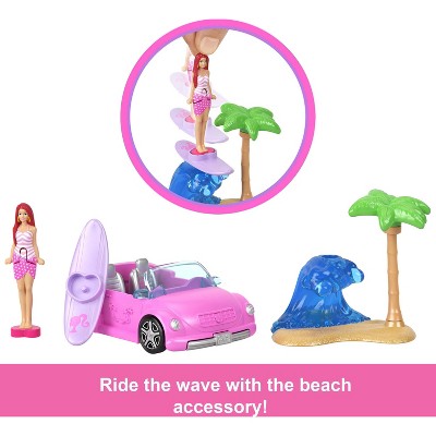 Barbie Mini BarbieLand Vehicle Set with 1.5" Doll & Beach Convertible with Color Change