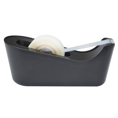 Scotch Tape Dispenser with Tape - Black: Desk Organizer, Plastic, Tape Holder, 6.6" Height, 5.6" Width