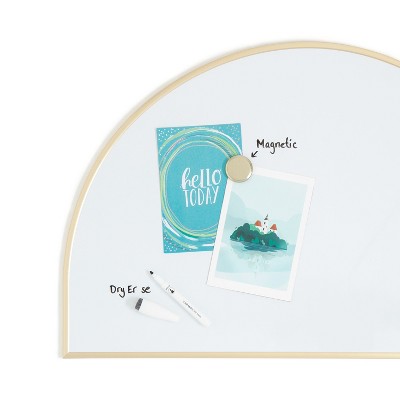 U Brands 15"x23" Metal Frame Arch Dry Erase Board Gold: Magnetic Whiteboard, Wall Mount, Includes Hardware (LOCAL PICKUP ONLY)