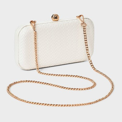 Woven Minaudiere Clutch Crossbody Bag - A New Day Cream