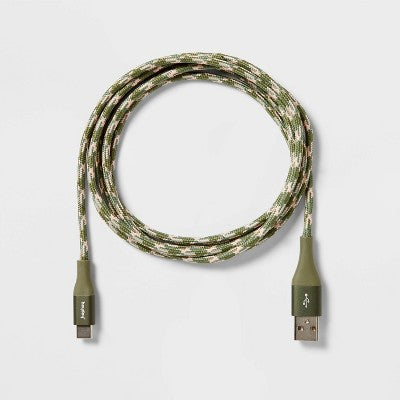6' USB-C to USB-A Braided Cable - heyday Olive