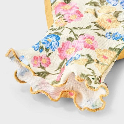 Floral Print Garden Pull-On Gloves - A New Day Yellow S/M