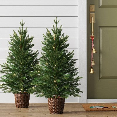2pc 3' Pre-Lit Potted Balsam Fir Artificial Christmas Trees Warm LED White Lights - Wondershop (LOCAL PICKUP ONLY)