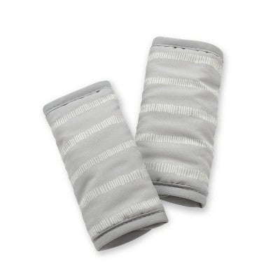 Go by Goldbug Duo Head Support And Strap Cover Set - For Car Seat Stroller Bouncer - Gray Ticking Stripe - 2pc