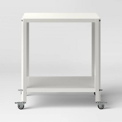 Metal Accent Rolling Side Table Chalk White - Room Essentials (LOCAL PICKUP ONLY)
