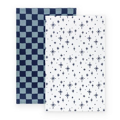 2pk Printed Dish Towels Snowflake and Checker - Bullseye's Playground