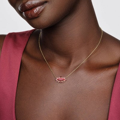 Kendra Scott Eva Crystal Framed Pendant Necklace - Red Mix