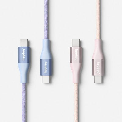 6 ft USB-C to USB-C Braided Cable 2pk - heyday Peri-Blue Cosmetic Pink