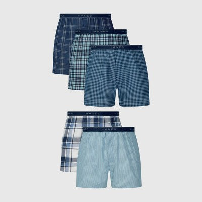 Hanes Men's Woven 5pk Boxer Shorts - Blue S