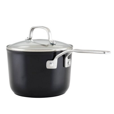 KitchenAid 9pc Ceramic Forged Aluminum Nonstick Cookware Set Onyx Black: Dishwasher-Safe, Glass Lids, Gas & Electric Compatible (LOCAL PICKUP ONLY)