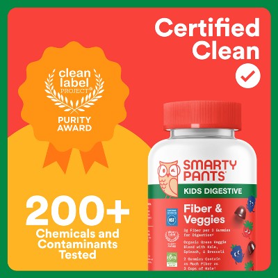 SmartyPants Kids Fiber & Veggies Gummies for Digestive Health, Mixed Berry - 60ct