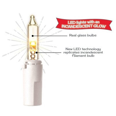 100ct LED Sylvania Stay-lit Incandescent Look Indoor/Outdoor Icicle Lights Warm White with White Wire