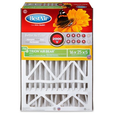 BestAir 3pk 16" x 25" x 5" Trion Air Bear Replacement Air Furnace Filter MERV 11: Electrostatic, Captures Allergens, EPA Certified (LOCAL PICKUP ONLY)