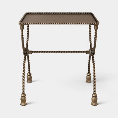 Twisted Metal Rectangle Side Table with Tassel Feet Gold - Threshold designed with Studio McGee Fully Assembled (LOCAL PICKUP ONLY)