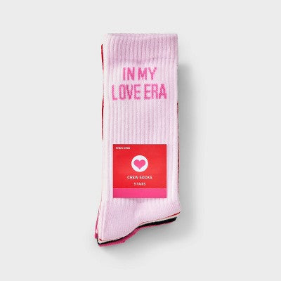 Women's Valentine's Day Ribbed 5pk Crew Socks - Assorted colors 4-10