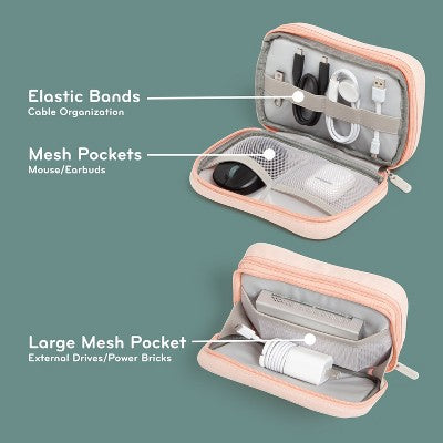 U Brands 7.8"x5" Canvas Tech Organizer Dusty Rose