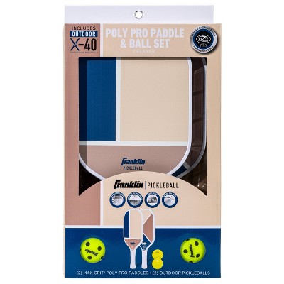 Franklin Sports 2 Player Poly Paddle with Ball Set - Blue/Tan: Pickleball Equipment