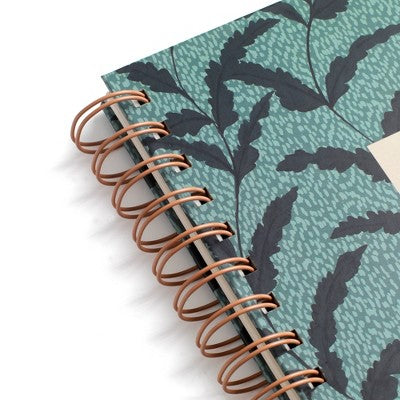 Papier 150pg Ruled Notebook 9.84"x7.48" Spiral Leafy Vines: College Ruled, Hard Cover, Adult Stationery, Green