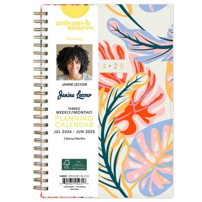 Blue Sky Artisans and Makers 2024-25 Weekly/Monthly Planner 8"x5" Artisans and Makers Tropical Leaves