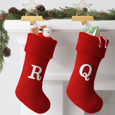 Knit Monogram Christmas Stocking Red Q - Wondershop: 20" Festive Holiday Decor