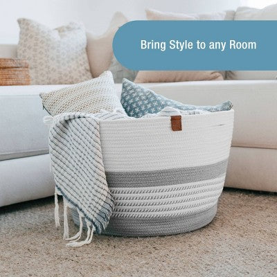 CleverMade XL Rope Basket Stone Gray