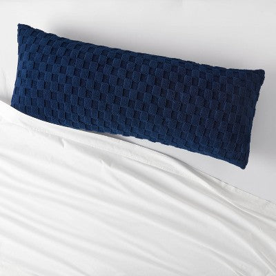 Jacquard Plush Checker Body Pillow Cover Nighttime Blue - Room Essentials