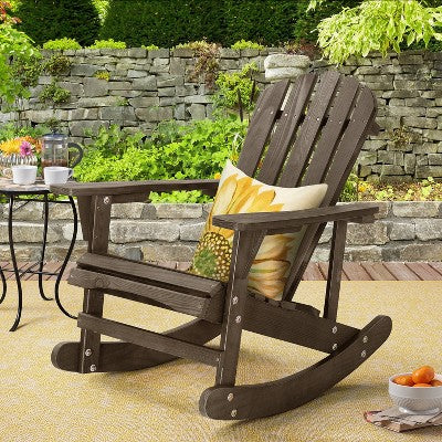 Saint Birch Adirondack Wooden Rocking Chair, Brown (LOCAL PICKUP ONLY)