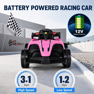 12V Kids Ride On Electric Formula Racing Car with Remote Control, Pink, Ages 3-7 (LOCAL PICKUP ONLY)
