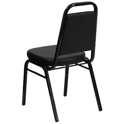 Flash Furniture HERCULES Series Trapezoidal Back Stacking Banquet Chair in Black Vinyl - Black Frame (LOCAL PICKUP ONLY)