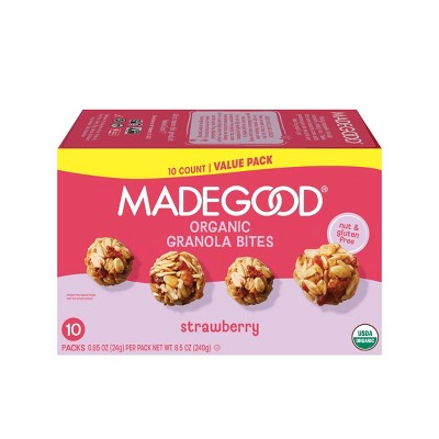 MadeGood Organic Granola Snack Bar Bites Strawberry - 8.5oz/10ct