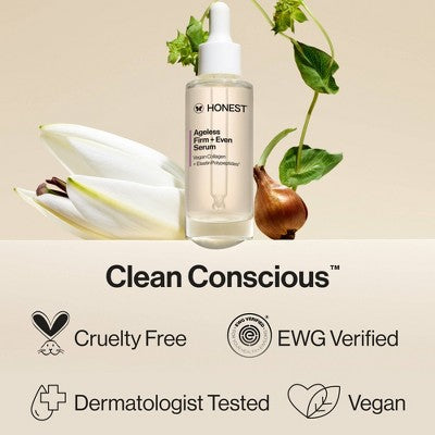 Honest Beauty Ageless Firm and Even Serum with Vegan Collagen and Niacinamide - Travel Size - 1 fl oz